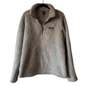 Patagonia Los Gatos Light Gray 1/4 Zip Sherpa Pullover Size Large